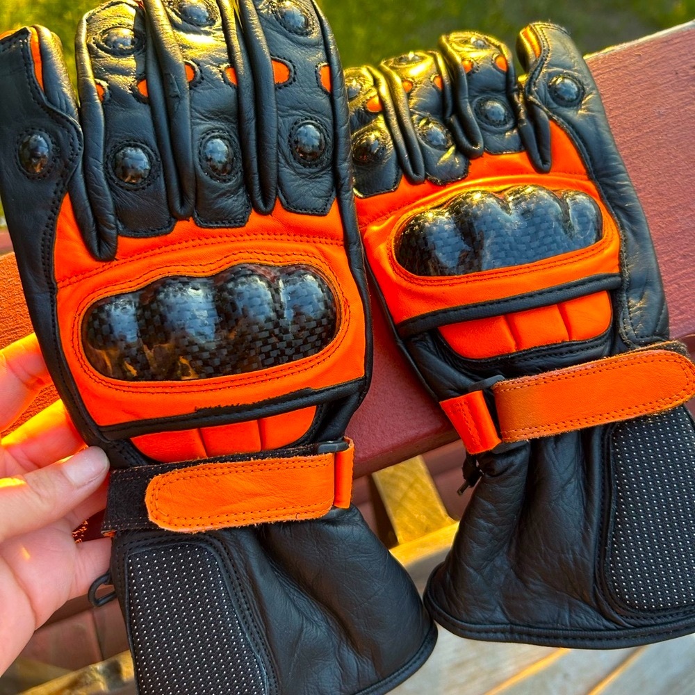 Black and Orange Motorcycle Gloves